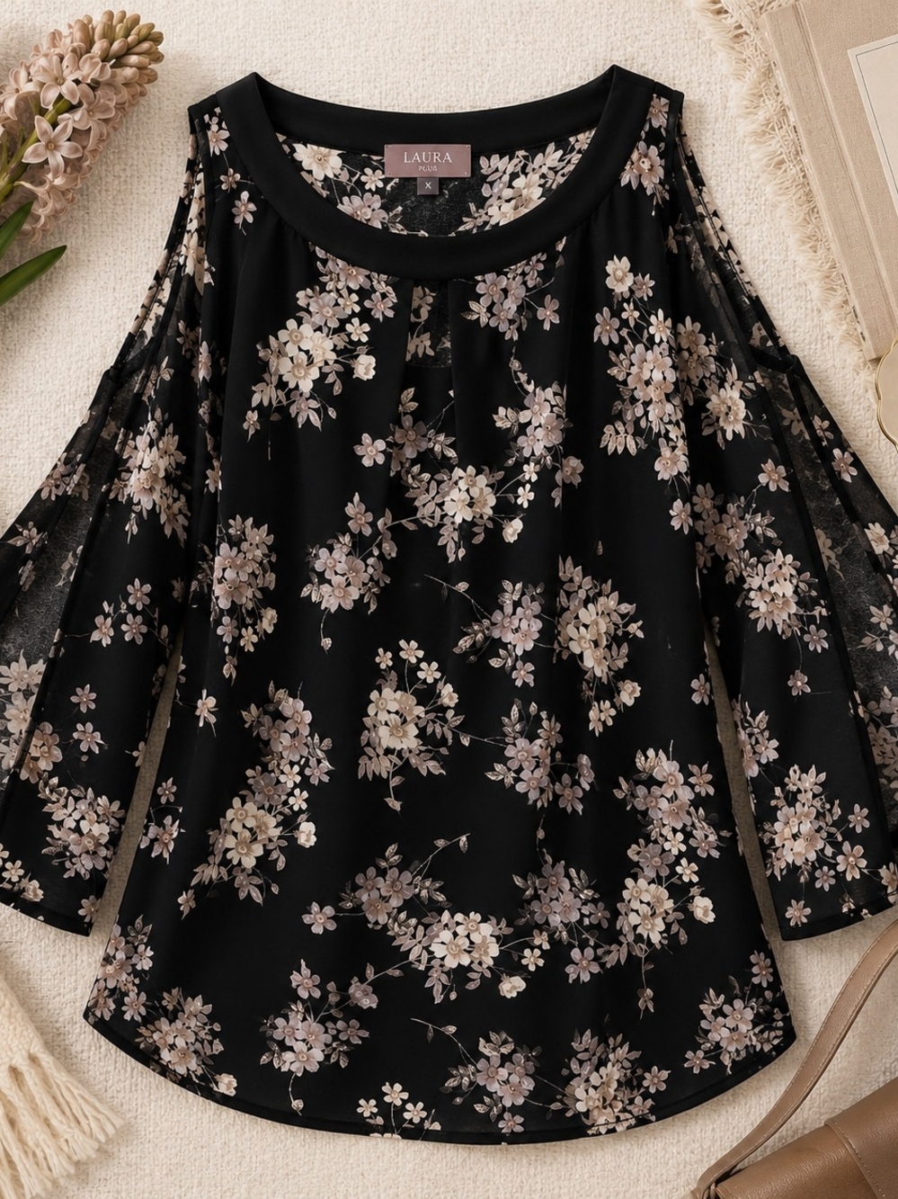 Laura Plus Floral Cold Shoulder Blouse XL